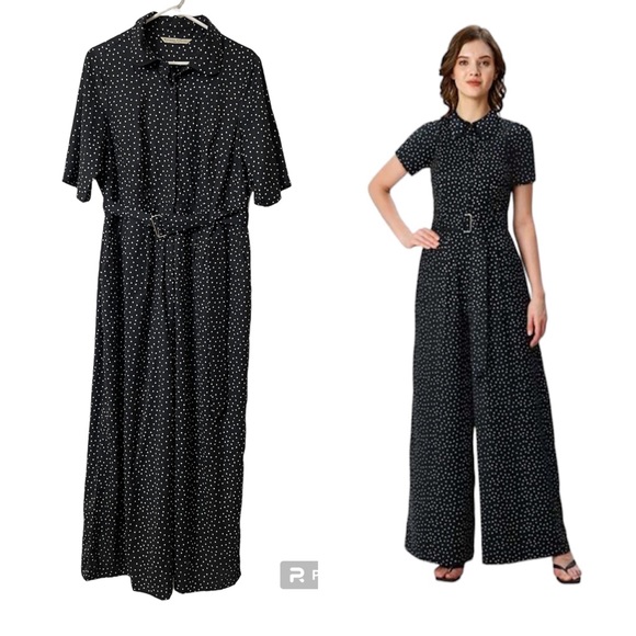 wayward fancies Pants - Wayward Fancies black & white Polka Dots With Pockets Romper Size 12